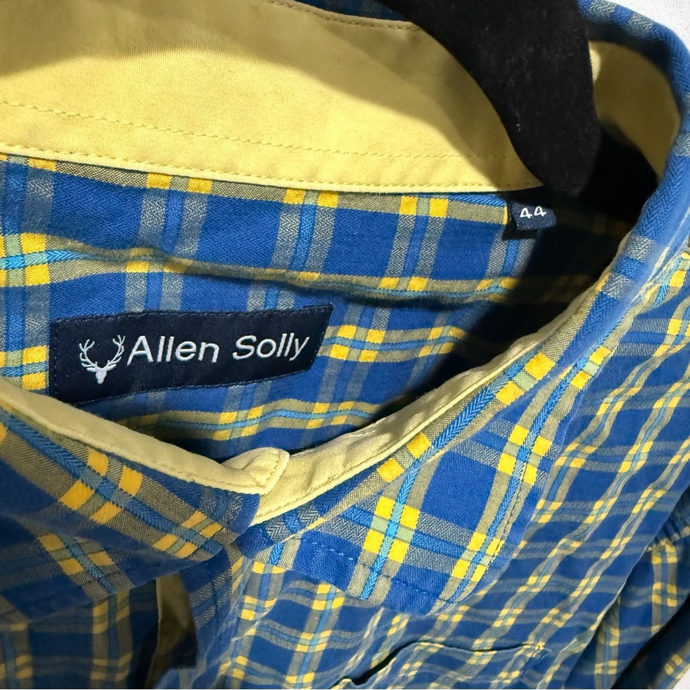 Allen Solly Sport Fit Blue Yellow Plaid Button Up Shirt XL (44)‎ Office Corp - Picture 4 of 15